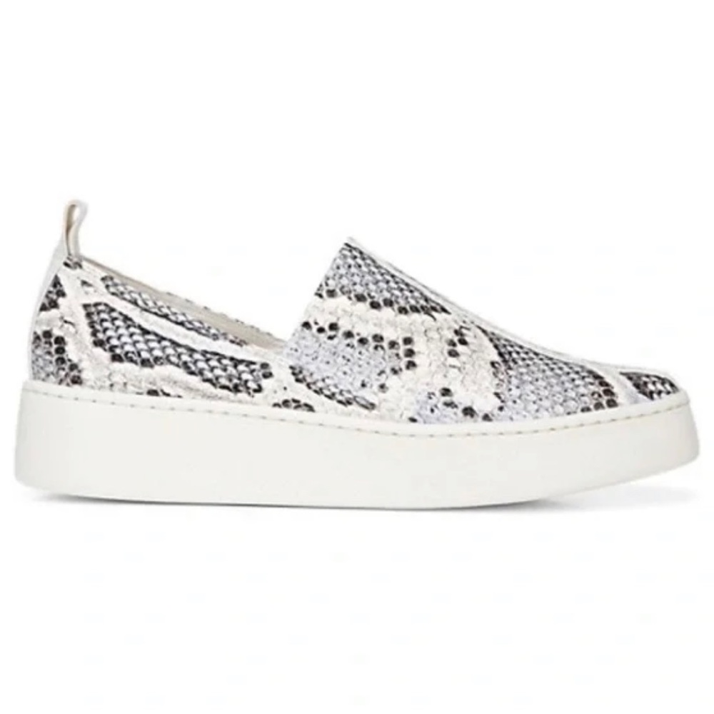 VINCE Saxon Snakeskin-Embossed Leather Sneakers Size 6 Platform Blue Gray EUC - Picture 3 of 9